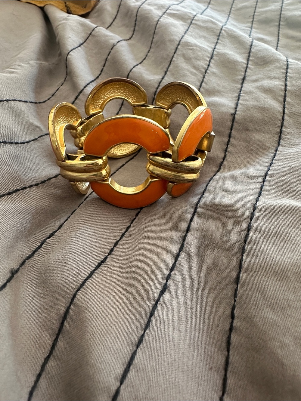 J. Crew Gold-Tone Bracelet with Orange Enamel Links